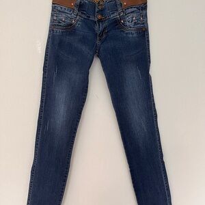 The Limited Navy Skinny Jeans with Tan Details